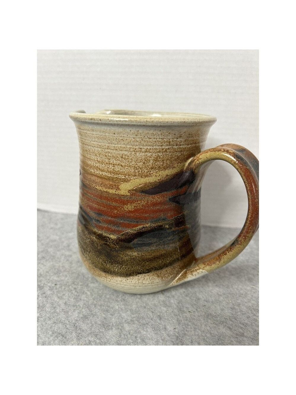 Potters Pantry Handthrown Stoneware Pitcher Brown Stamped 7x6